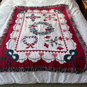 Vintage Goodwin Weavers Old World Christmas 90s Tapestry Throw Blanket 68x48”